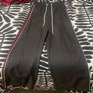 Women’s Grey Pinstripe Pants with Burgundy Stripe